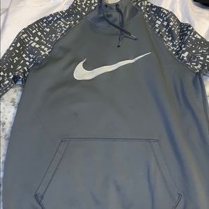 GRAY AND WHITE NIKE HOODIE